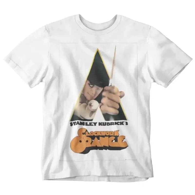 CLOCKWORK ORANGE T SHIRT FILM FILM RETRO anni '70 DRIVERTENTE BIANCO UNISEX