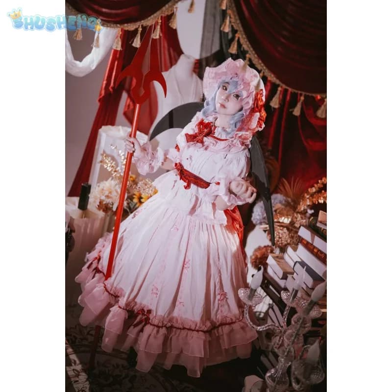 Costume cosplay Remilia Scarlet per Halloween Natale Giochi di ruolo Festa Gioco comico Taglia S-XL Nuovo Touhou Proje Abito rosso bianco