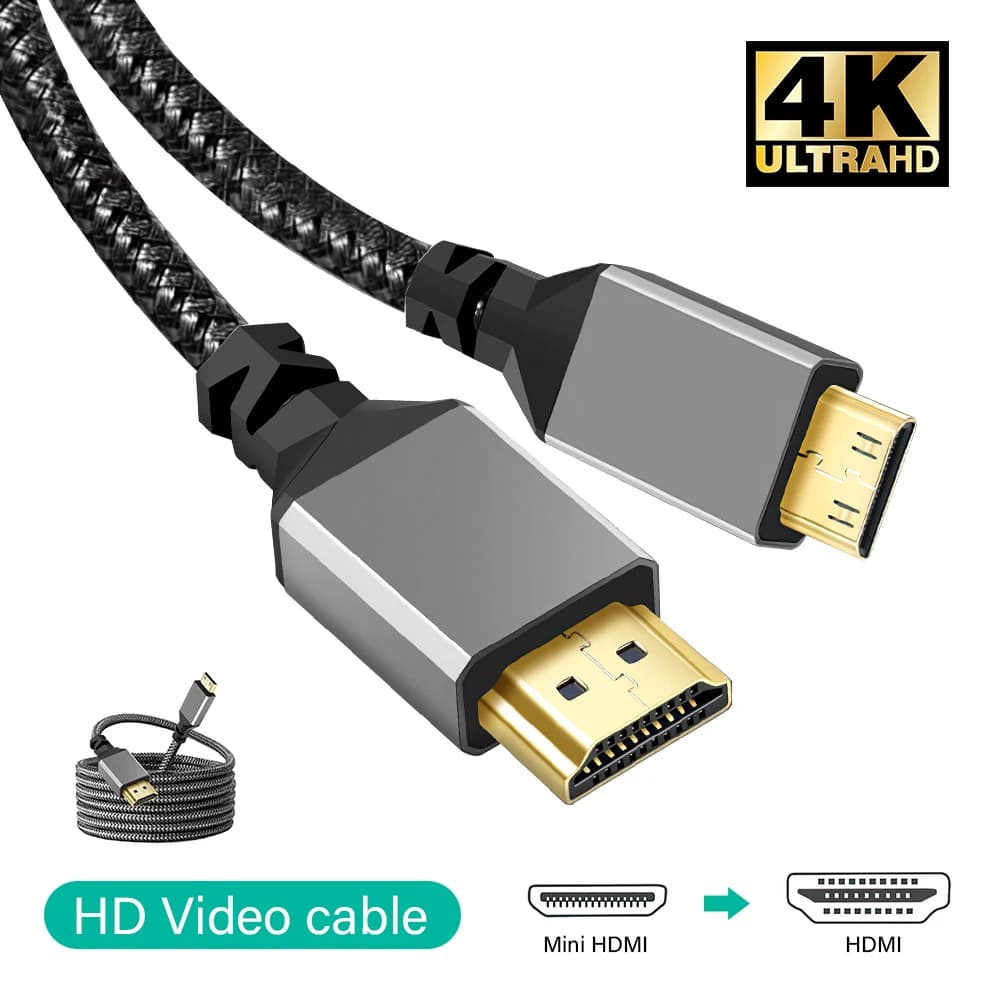Mini HDMI to HDMI Cable Supports 3D/4K@60Hz/18gbps/1080P for Nikon/Canon DSLR, Camcorder, Laptop, Tablet and Graphics/Video Card