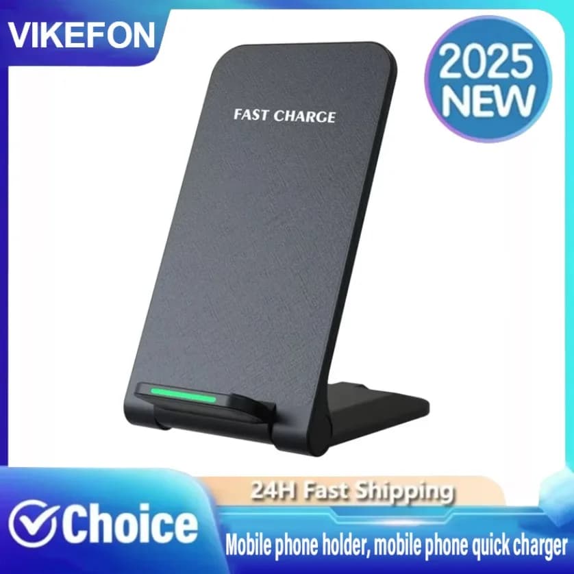 Wireless Charger Dual Coil Stand Pad For iPhone15 14 13 12 11 Pro Max Samsung S21 S20 Qi Fast Charging Dock Station Phone Holder