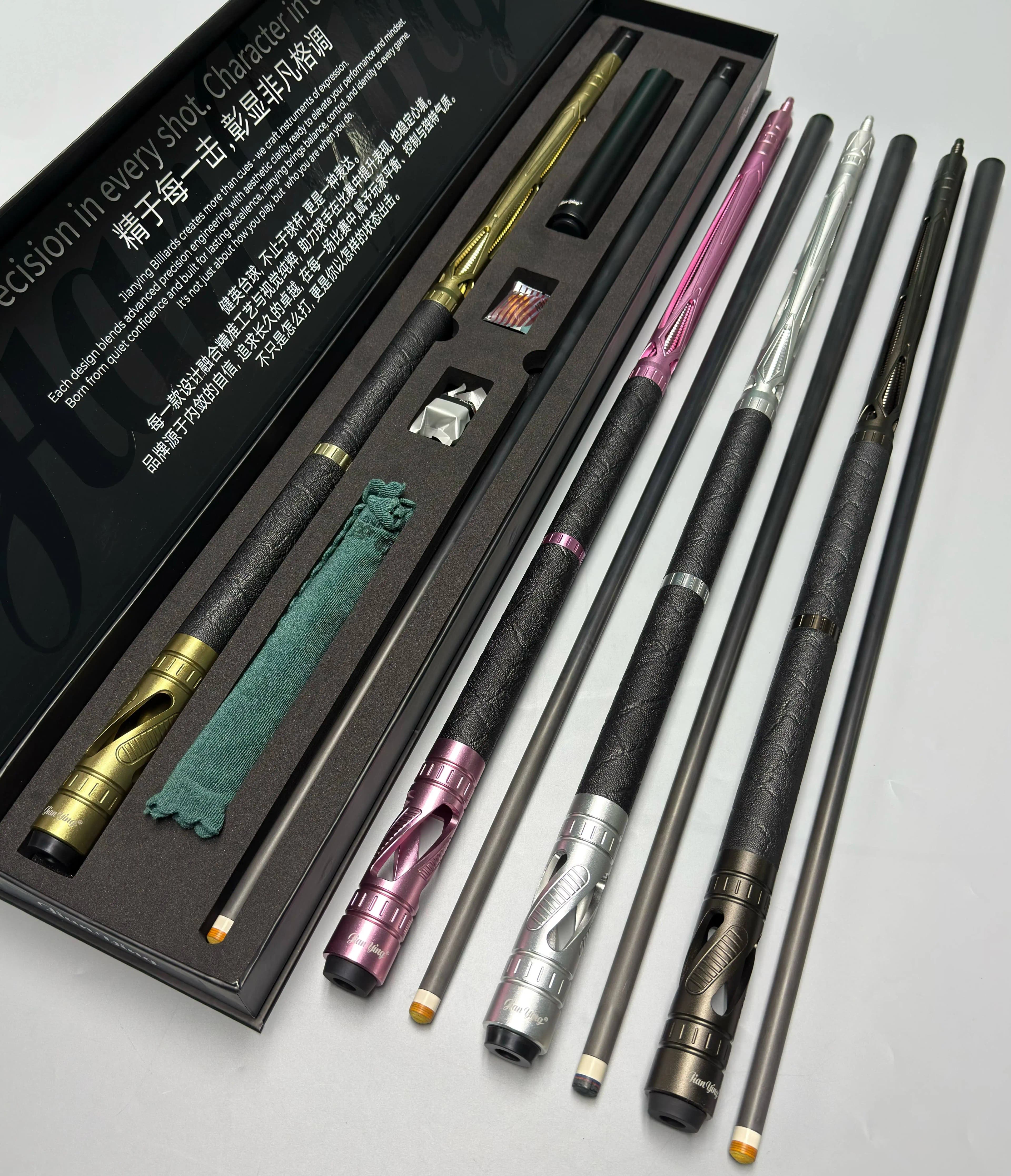 YFEN Premium Leather Wrapped Metal Butt 3*8/8 Pool Cue Stick Technology Carbon Fiber Shaft 11.5mm 12.5mm Billiard Cue Wholesale