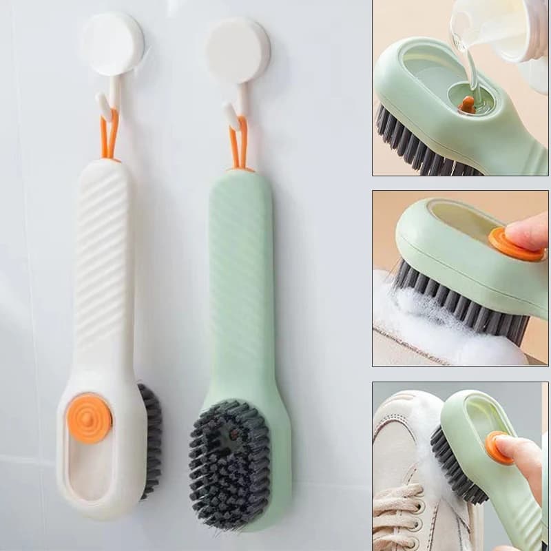 Spazzola per Scarpe Multifunzionale con Erogazione Automatica di Liquido, Setole Morbide per Pulizia Profonda, Kit di Cura per Sneaker