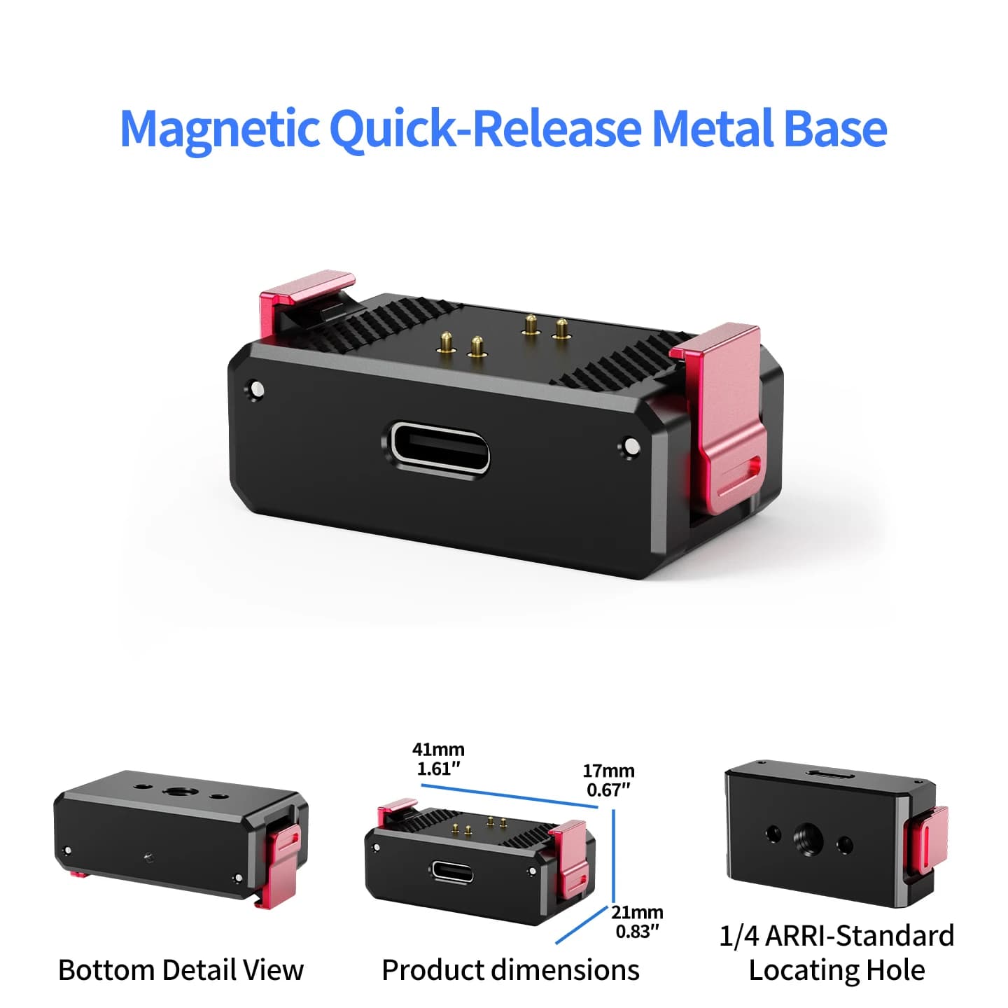 Bifacial Magnetic Base Rechargeable to Quick Hook for DJI Osmo Nano, Support for Action Camera, for Selfie Auction and Treppiede Extension
