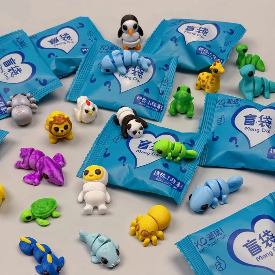 5-30Piece Mini Random 3D Printed Animal Figurine Set Flexible and Movable Surprise 3D Printed Cute Animal Desktop Decoration