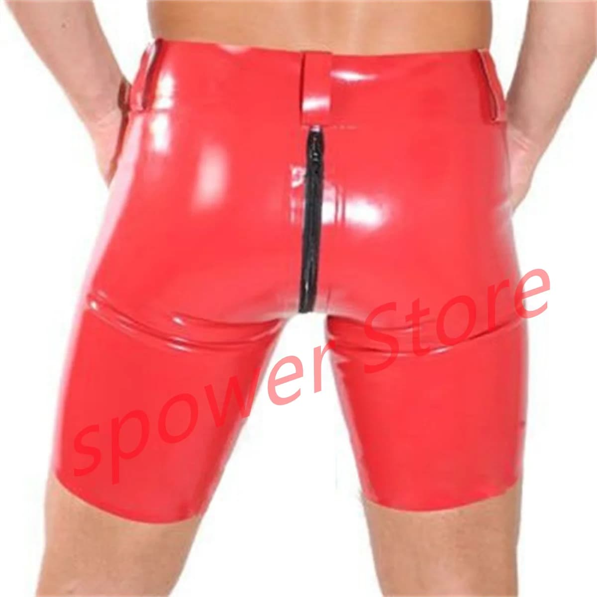 Male Latex Panties Short Pants Sexy Fetish Rubber Shorts With Zip Underwear Handmade Cosplay Costume for Men
