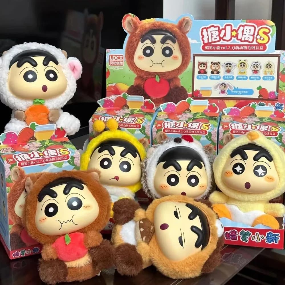 LDCX Genuine Crayon Shin-chan Blind Box Q Cute Animal Plush Doll Figure Ornament Birthday Gift for Anime Fans and Collectors