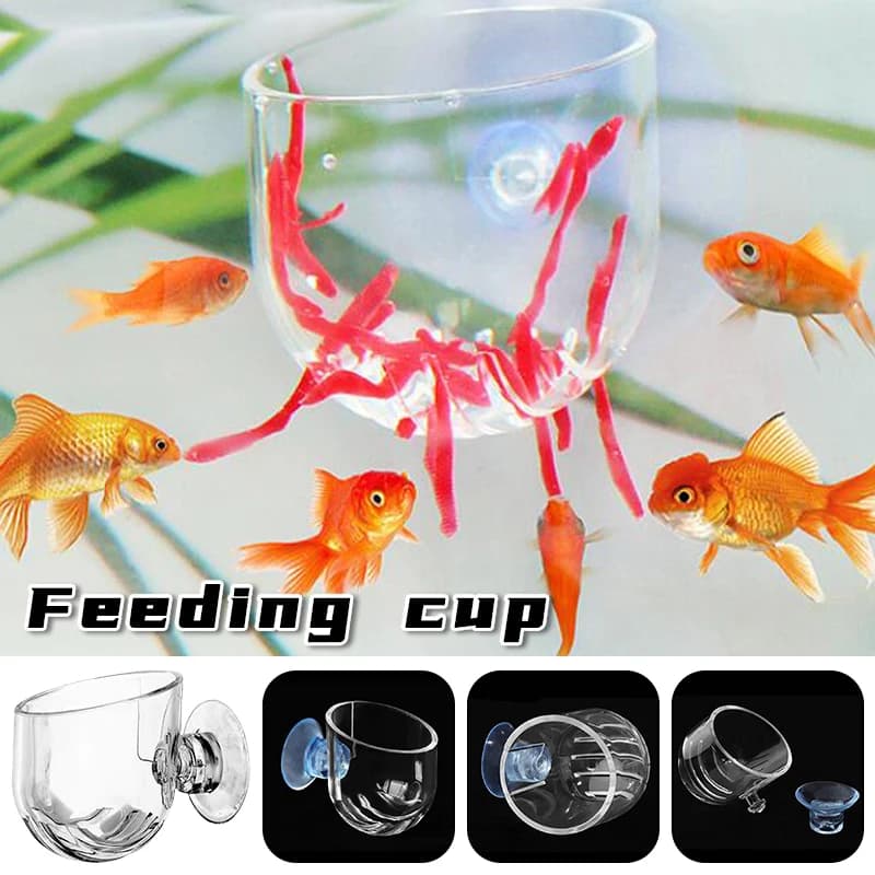 Fish Tank Red Worm Feeder Cup Aquarium Decoration Plant Pot with Suction Holder Earthworm Feeding Water Grass Landscaping Cup