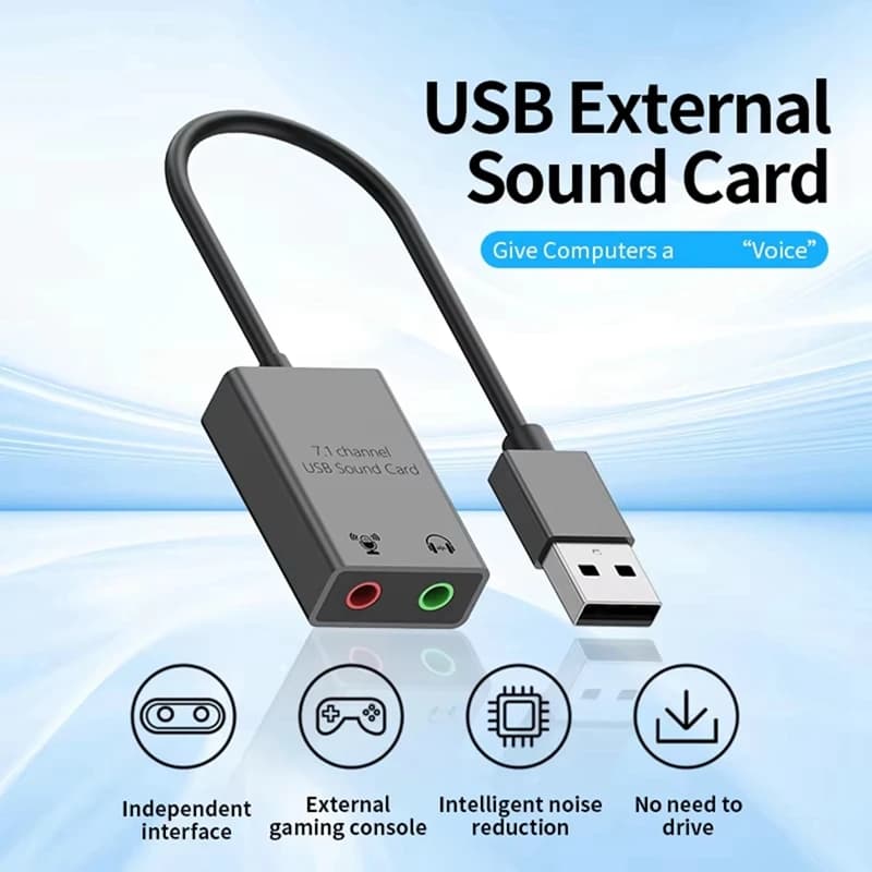 Scheda audio B63B-7.1 canali Adattatore USB esterno da 3,5 mm Interfaccia audio altoparlante da USB a microfono per computer portatile PS4
