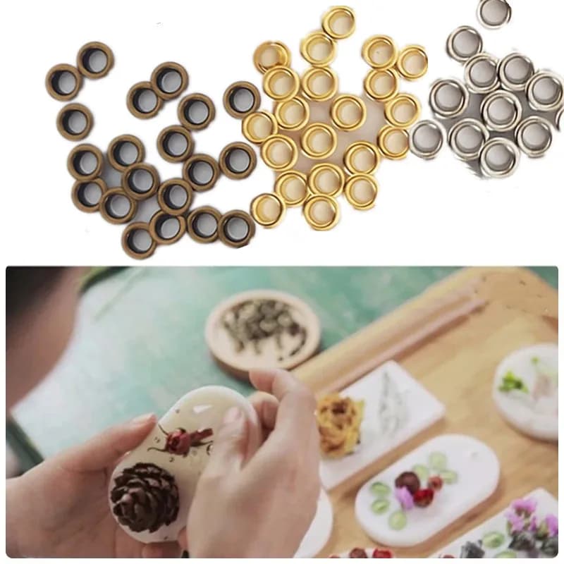 Kit per occhiello in cera per candele 5mm/0,2 pollici Occhielli per candele in metallo durevole Occhielli per candele profumate fai-da-te Accessori per strumenti di creazione di compresse