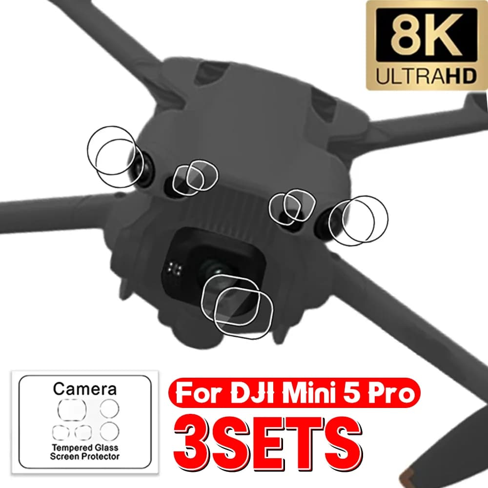 3/1 set per DJI Mini 5 Pro Drone Camera HD Pellicola protettiva antigraffio in vetro temperato per DJI Mini5 Pro Drone Protezioni per lenti