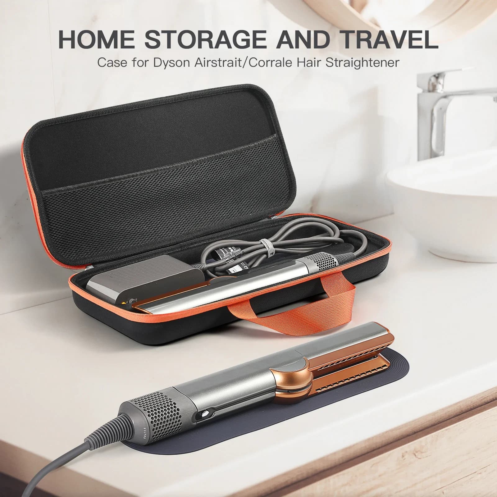 Hard case hard scratch-resistant protective case with mesh bag for Dyson Airstrait/Corrale hair plate