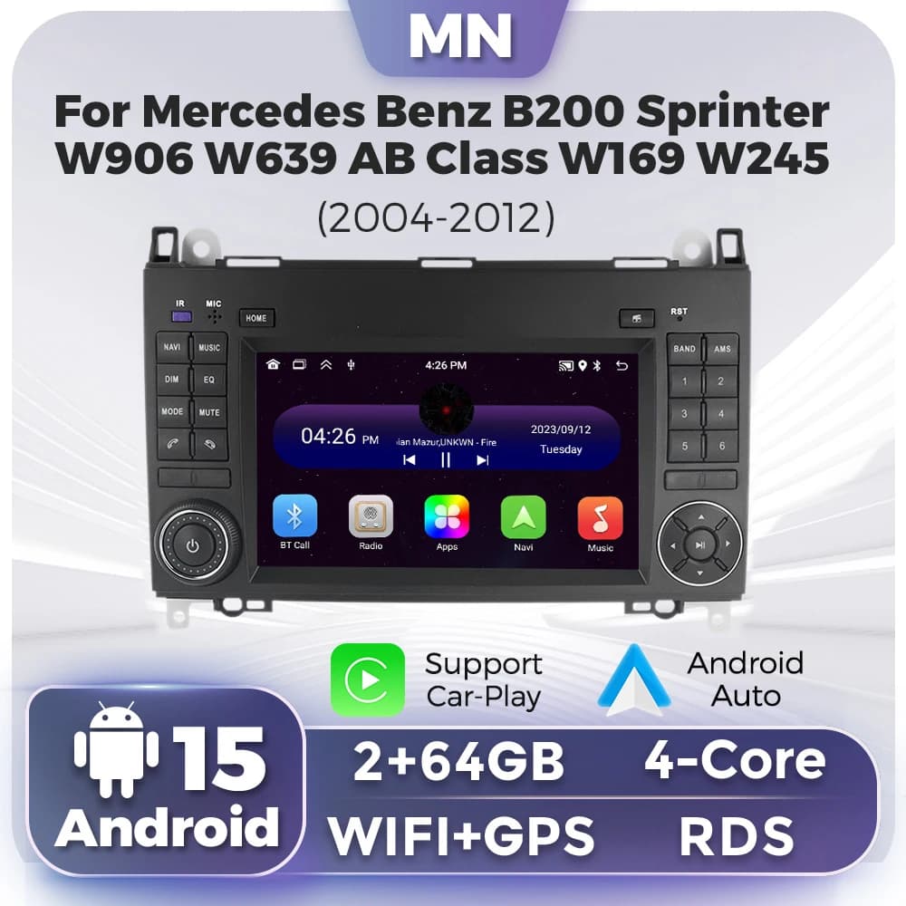 7 "2din Android Car Radio Stereo Ricevitore Video Player Per Mercedes Benz B200 A B Classe W169 W245 Viano Vito W639 Sprinter W906 Carplay Smart System