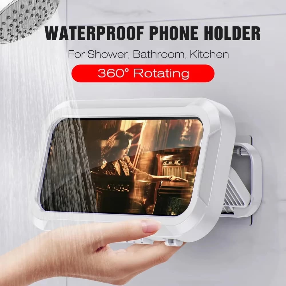 360° Rotatable Adjustable Wall Mounted Shower Phone Holder Waterproof And Anti Fog Shower Phone Protector