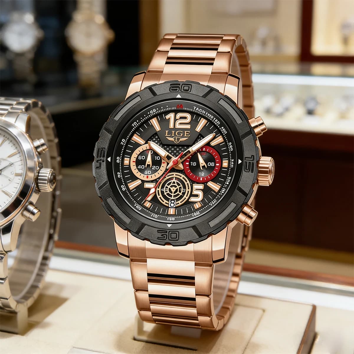 LIGE Moda Orologi da polso al quarzo Orologio da uomo Data Impermeabile Luminoso Fasi lunari Orologio sportivo Montre Pour Hommes reloj hombre