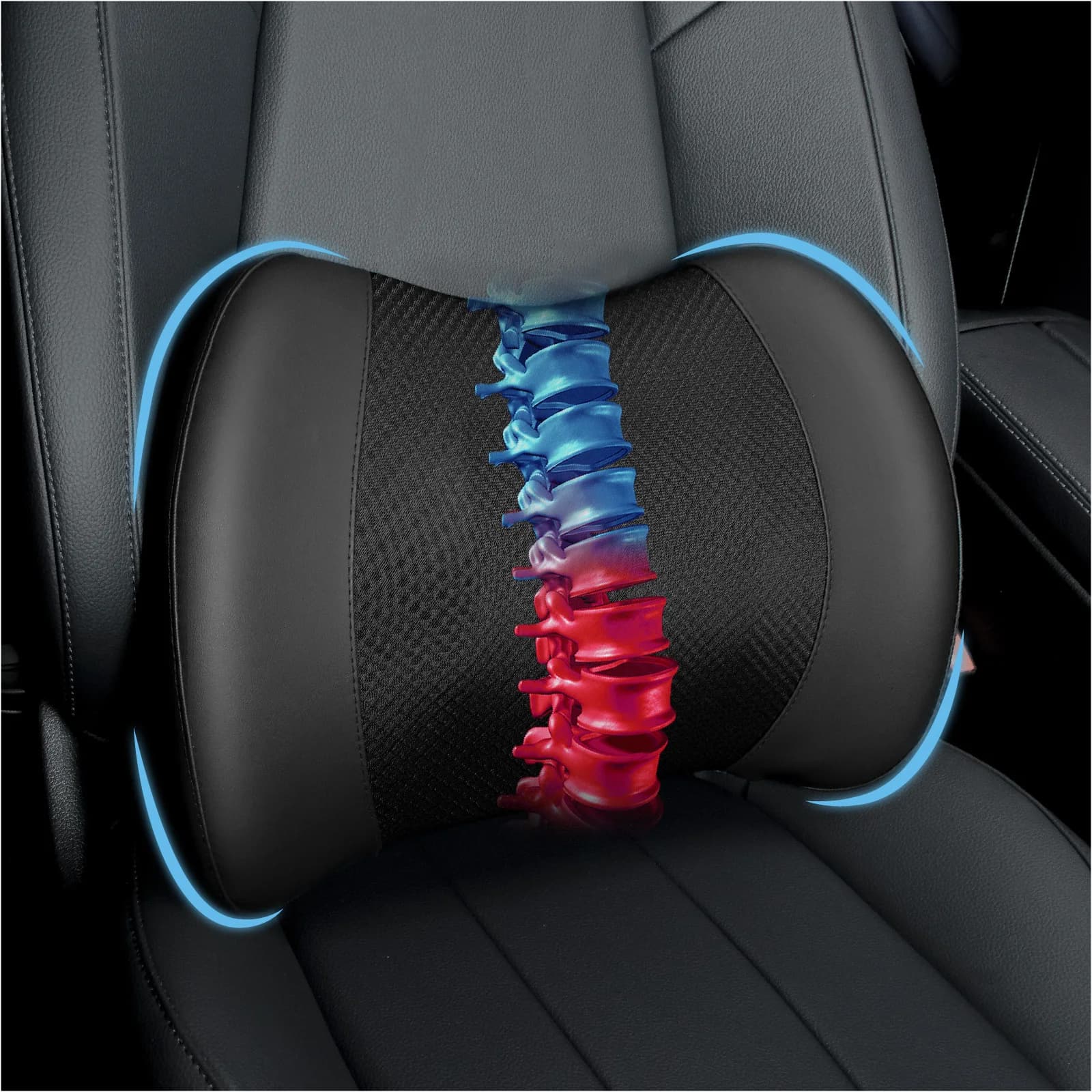 Cuscino di supporto lombare superiore Memory Foam Mesh Cojines Para Auto Car Office Sedia a rotelle Cuscino per schienale Accessori per auto ergonomici