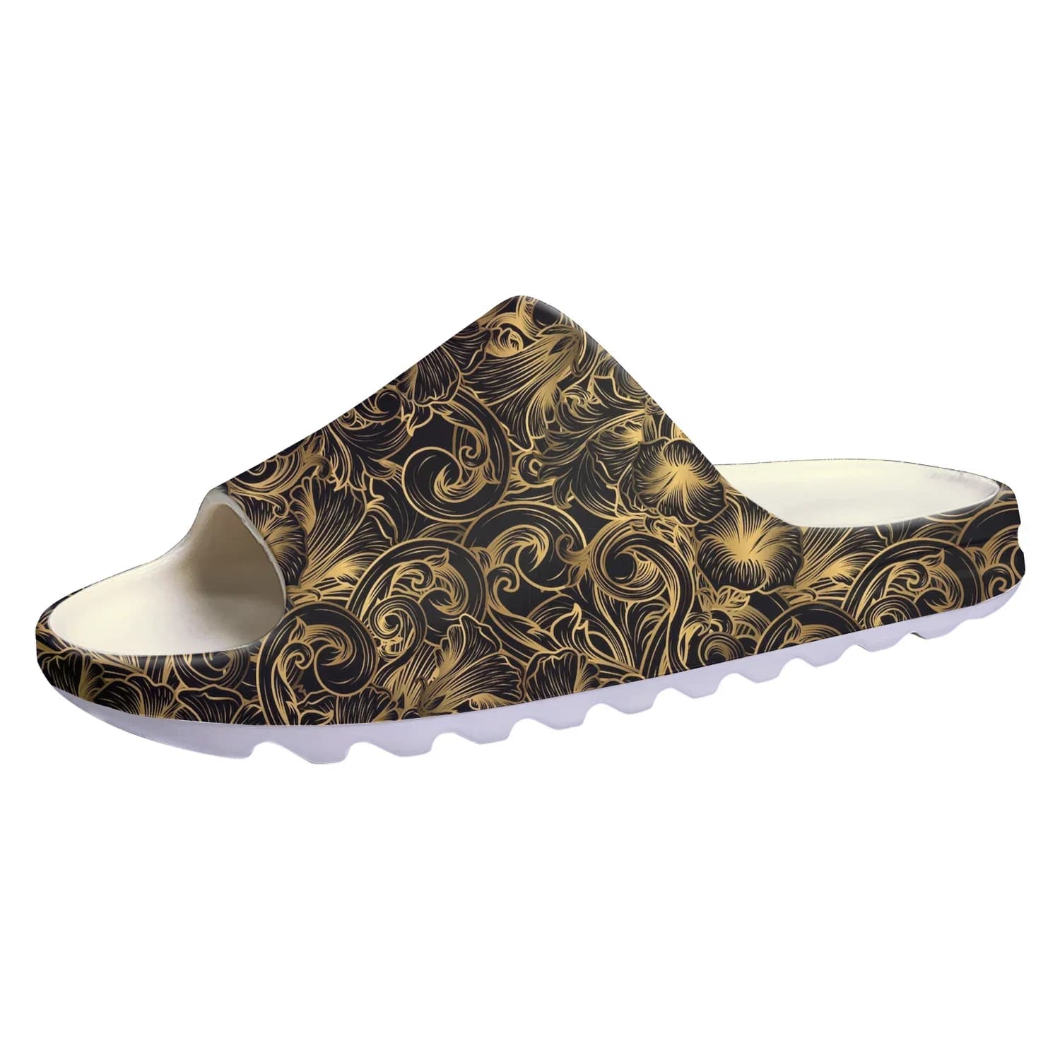 Pantofole da casa con suola morbida barocca floreale dorata di lusso Zoccoli da casa Scarpe da acqua personalizzate Sandali da donna per adolescenti