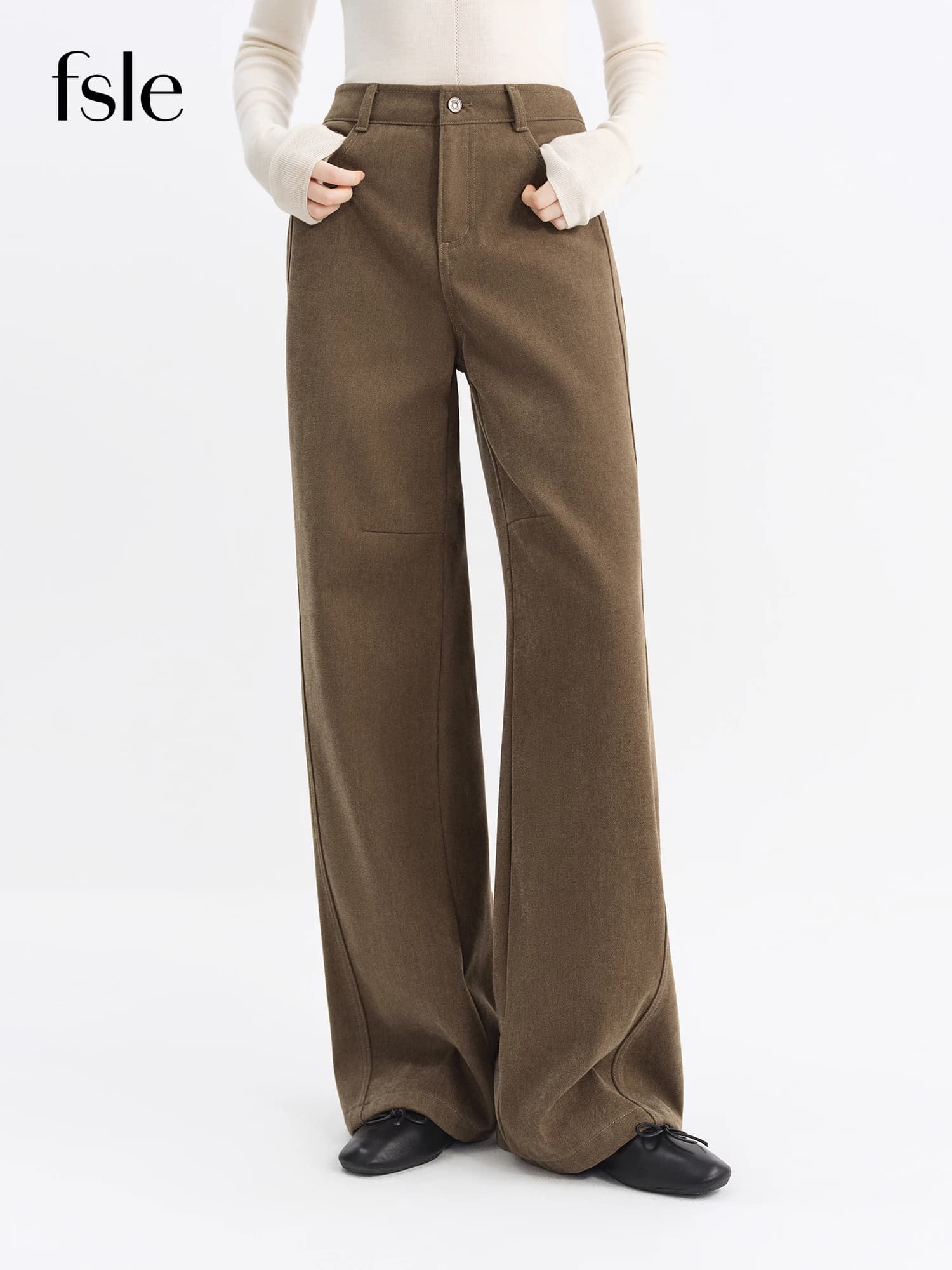 FSLE Sanded Narrow Straight-Leg Jeans for Women Fall Winter 2025 New Arrival Retro Relaxed Slimming Pants Floor Lenghth Pants