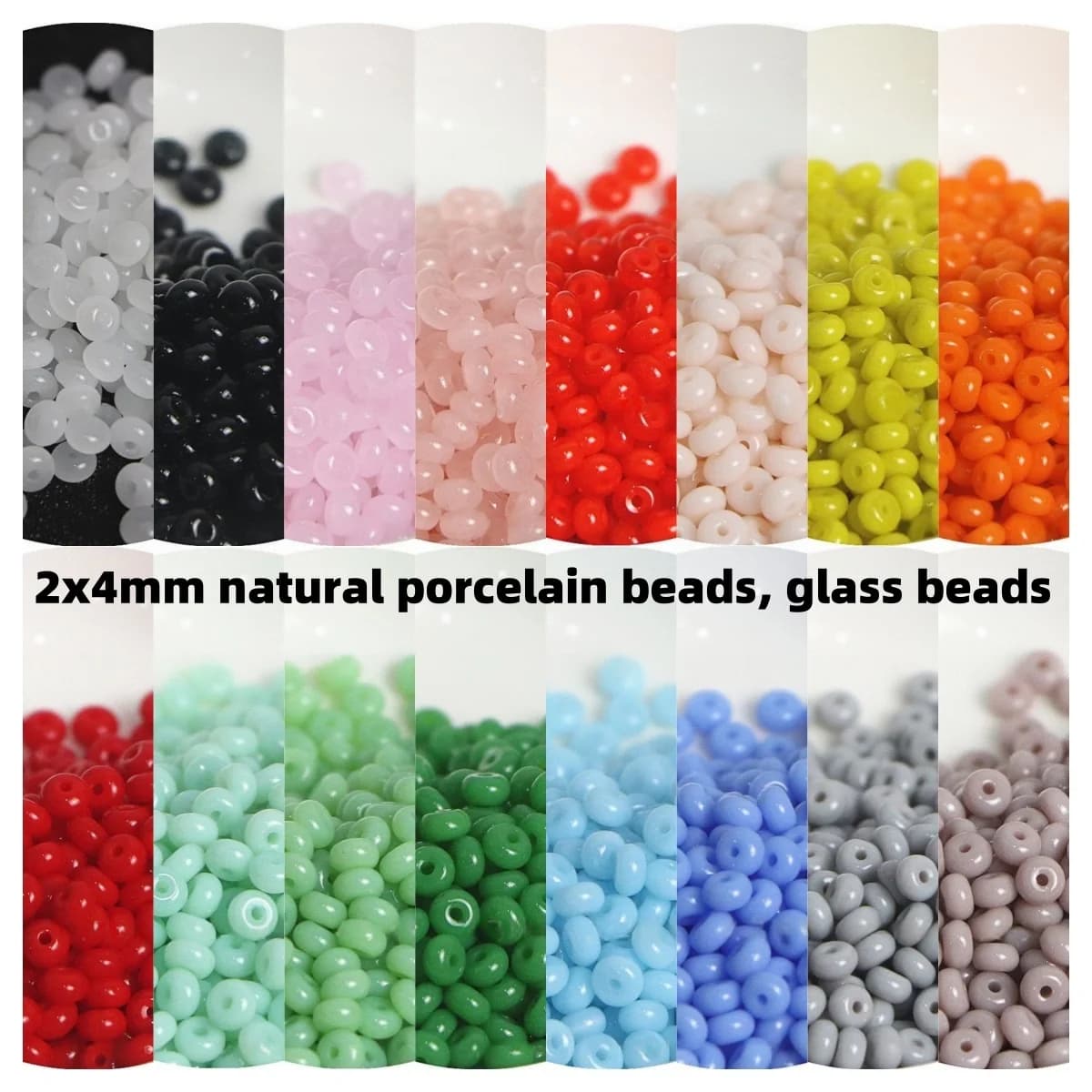 140 perle in ceramica tinta unita 2x4mm, perle di vetro imitazione giada, perline ruota, fibbie di sicurezza, accessori perline fai da te fatti a mano