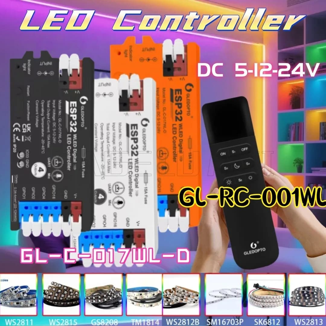 GL-C-017WL-D GLEDOPTO ESP32 WLED Controller LED digitale Funzione microfono Livello tipo C WS2811 SK6812 TM1814 WS2815 Luce di striscia