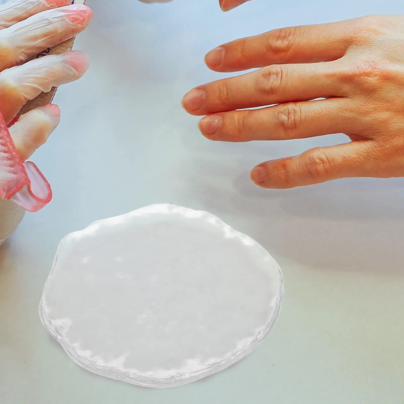 Piatto in Vetro Trasparente per Nail Art, Elegante Vassoio Smerigliato per Miscelare Smalto, Accessorio per Manicure