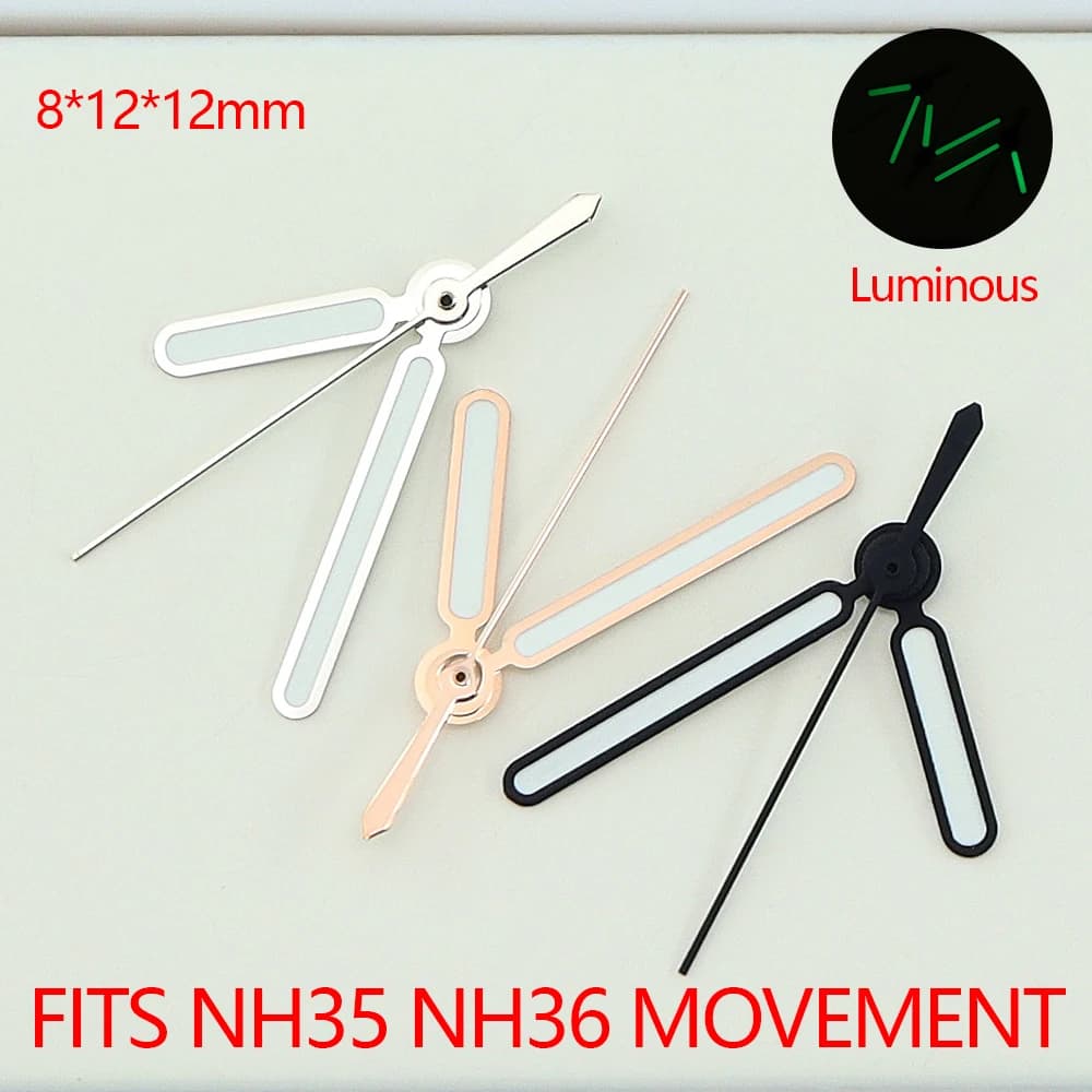 NH35 Lancette dell'orologio C3 Lancette luminose verdi per Seiko NH35 NH36 4R36 Movimento Nautilus Ago Sostituzione Accessori per orologi Puntatore