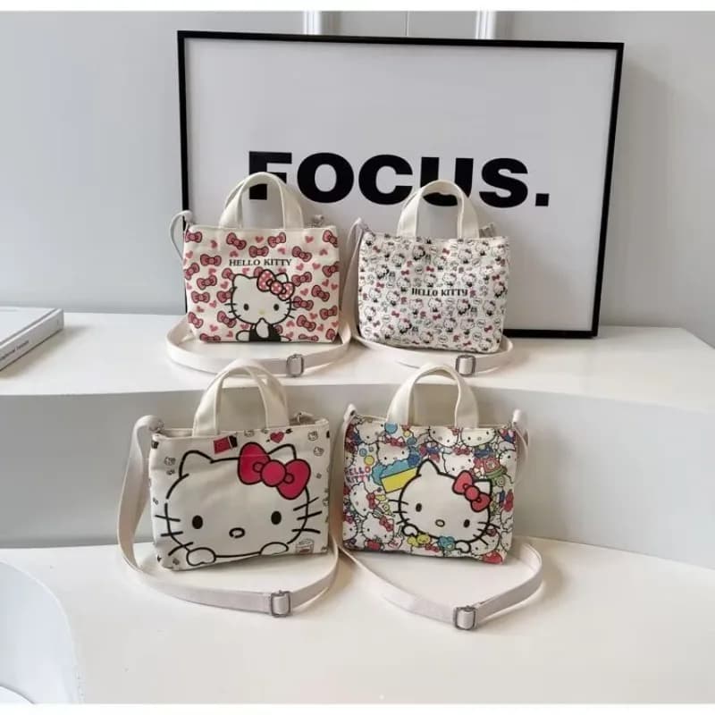 Kaiti Cat Girl Anime Large Capacity Simple Leisure Canvas Bag Daily Commuting Handbag Valentine's Day Gift Women's Accessories