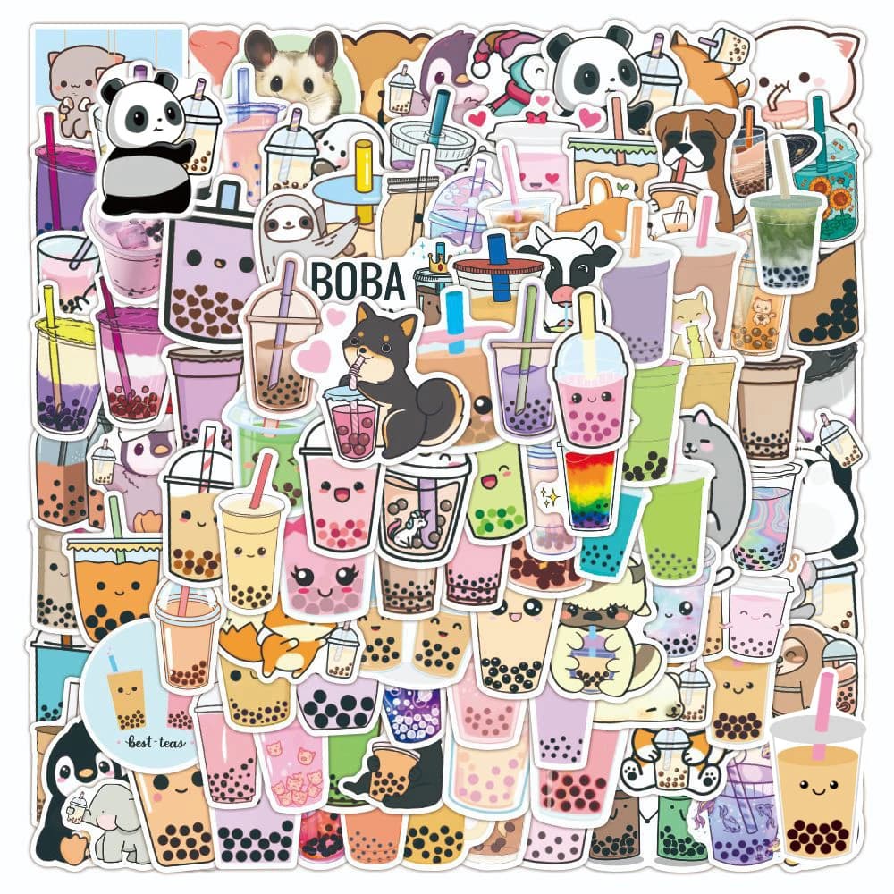 10/30/50/100pcs Bubble Tea Kawaii adesivi estetica decorativa bottiglia d'acqua Scrapbooking chitarra portatile simpatico cartone animato per bambini decalcomania
