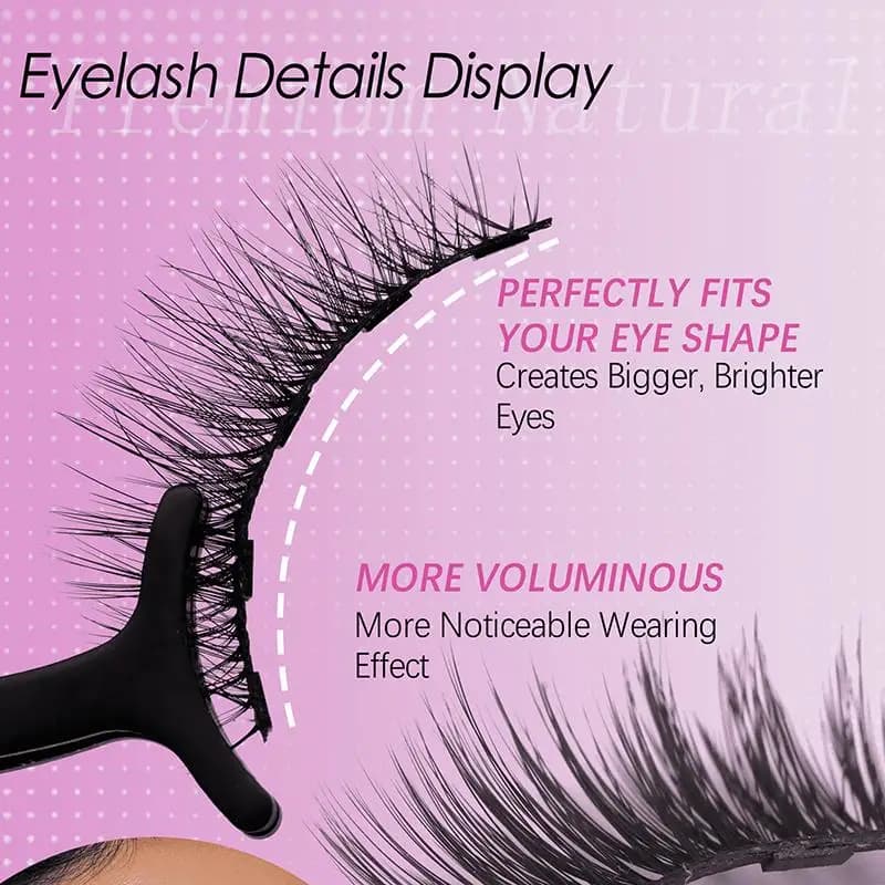 Set of 5 Magnetic Eyeliner Paia with Eyeliner and Pliers, Natural 3D Fined Eyeliner and Ricciute in Visone, Reusable, Without Colla, Easy to Apply