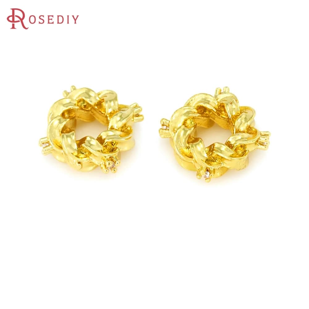Brass Zircon Large Hole Round Spacer Beads Bracelets Beads High Quality Diy Jewelry Accessories Making Materials