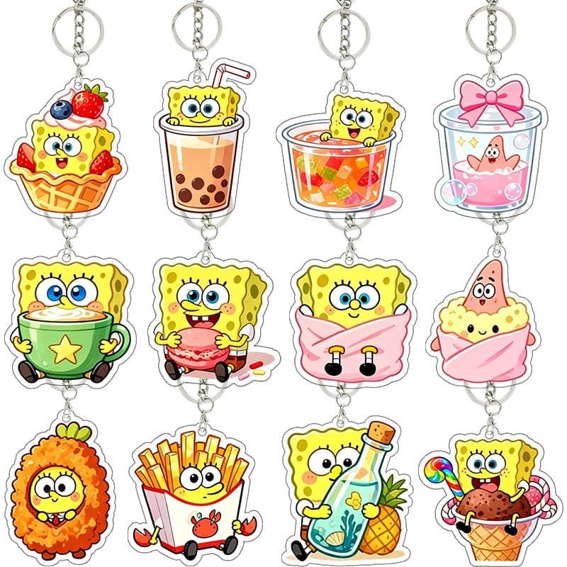 SquarePantsSpongeBob Acrylic Keychain Hot Selling Backpack School Bag Pendant Doujin Versatile Surrounding Decoration Niche Gift