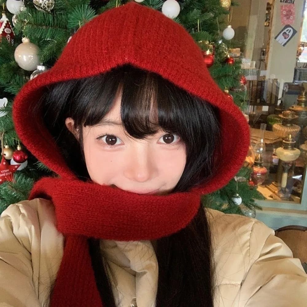 Fashion Winter Balaclavas Cap Windproof Warm Knitted Hooded Hat Thick Ski Neck Collar Scarf Cap Unisex