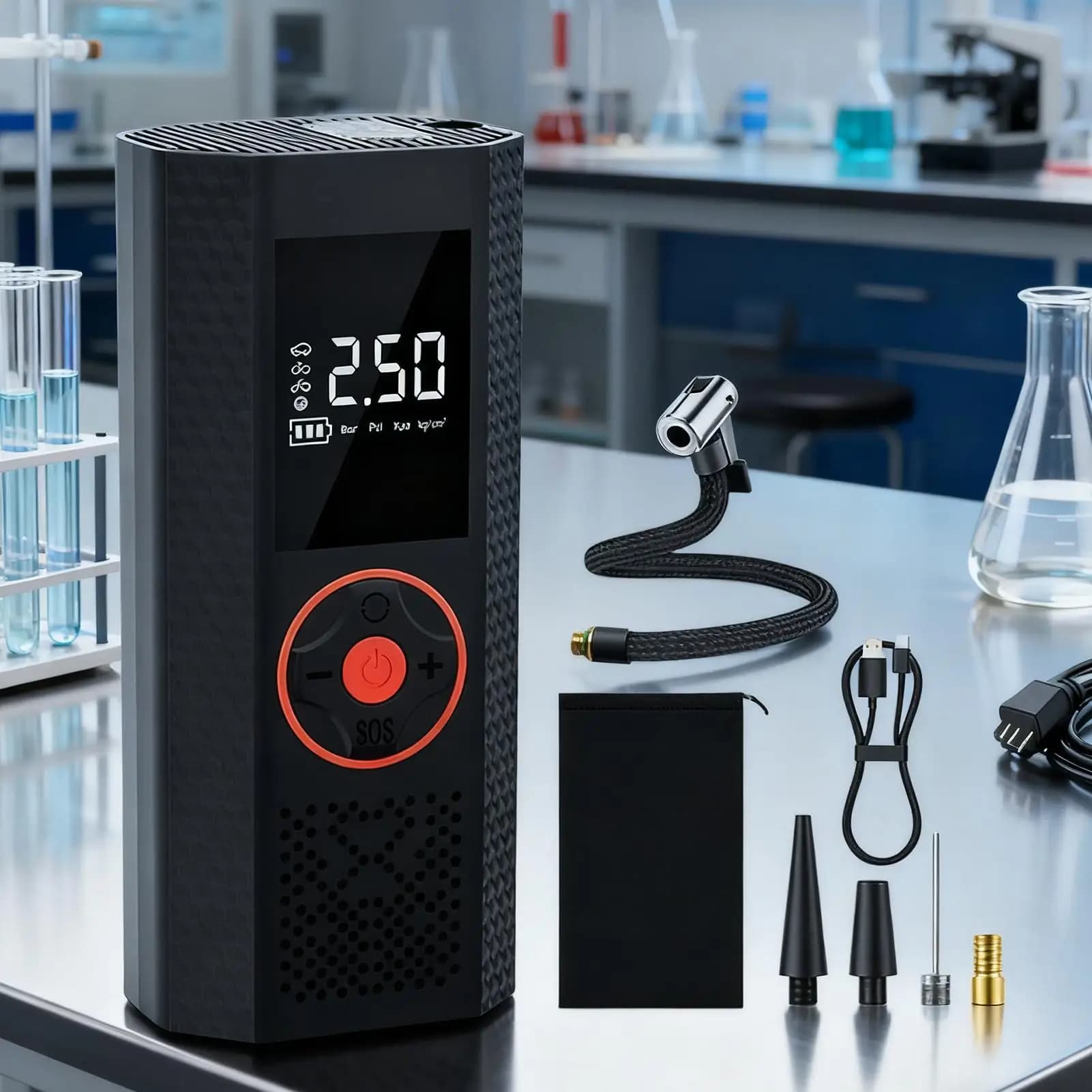 Pompa d'aria portatile con manometro digitale Gonfiatore per pneumatici ricaricabile Compressore d'aria portatile per veicolo elettrico per bici da moto