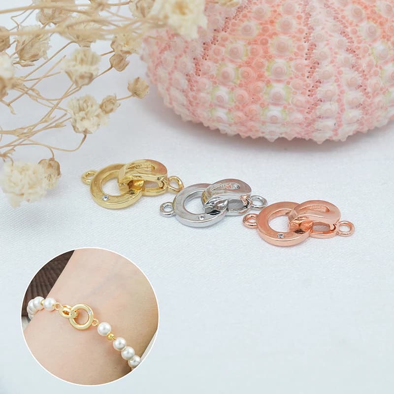 1 Piece Fastener Connector Clasps Locks 18K Gold Plated Brass Inlaid Zircon Pearl End Clasps For Jewelry DIY Bracelet Necklace