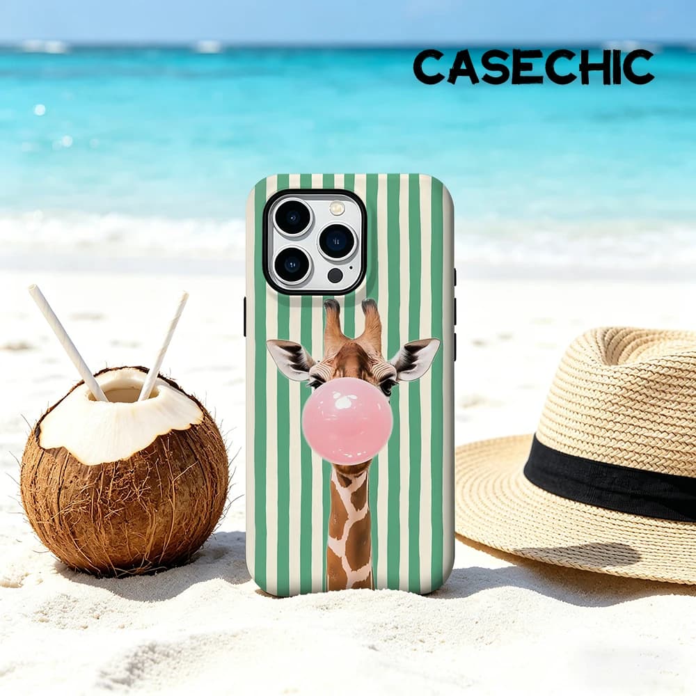 Custodia CaseChic opaca antiurto per MagSafe per iPhone 17 16 15 14 Plus Pro Max, cover rigida in PC antiurto con motivo giraffa a bolle