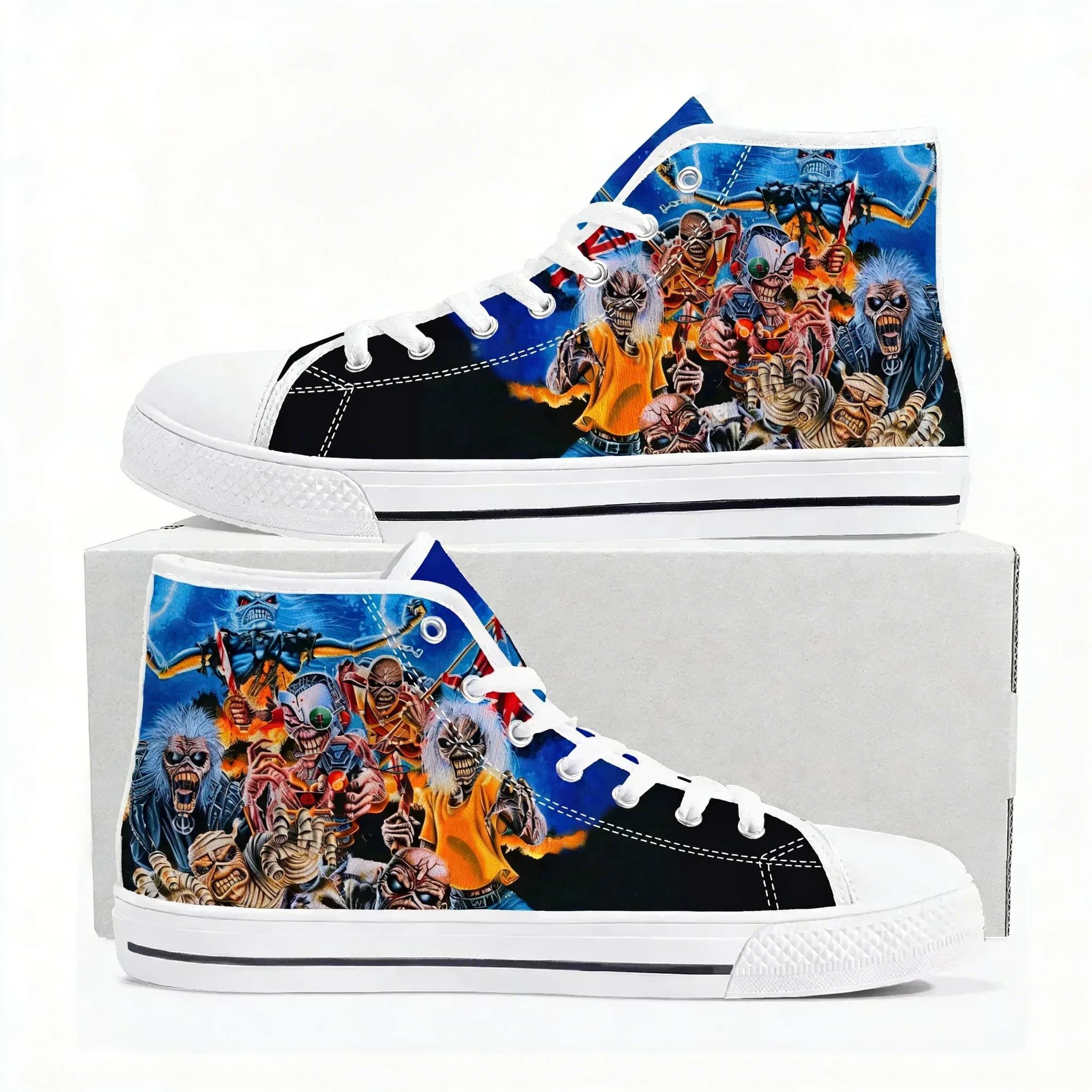 Sneakers alte in tela personalizzate M-Maidens H-Heavy M-Metal Rock Band Singer Music Iron da uomo e da donna