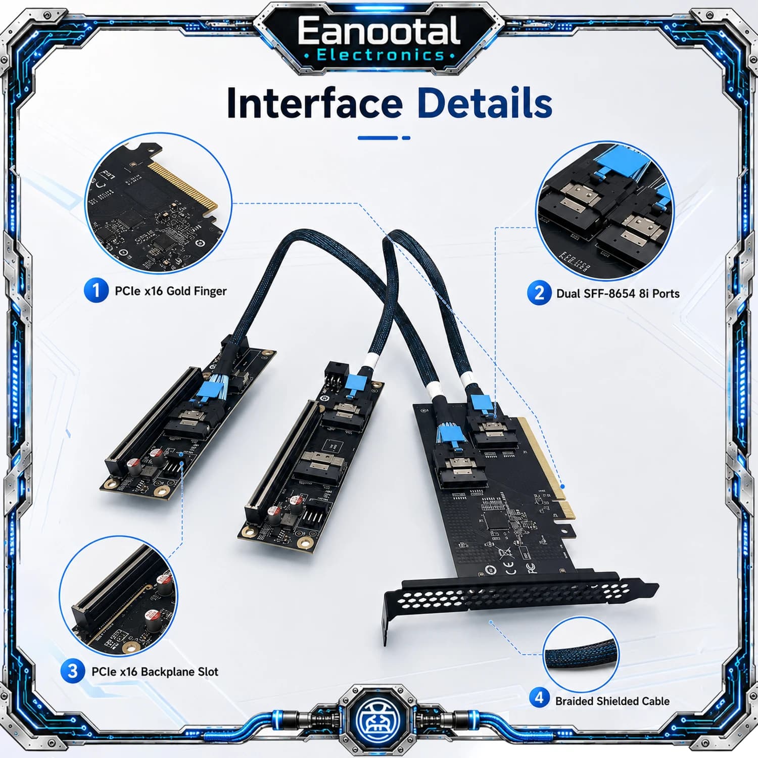 Discrete GPU Graphics Card U.2 SSD Extension Adapter PCI Express 4.0 X16 to SlimSAS SFF-8654 Bifurcation Riser Kit