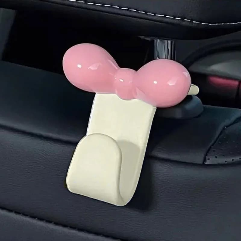 Minimalist Bow Car Back Seat Hanging Hooks Practical Storage Accessory For Handbags Snacks And Travel Items In Vehicle