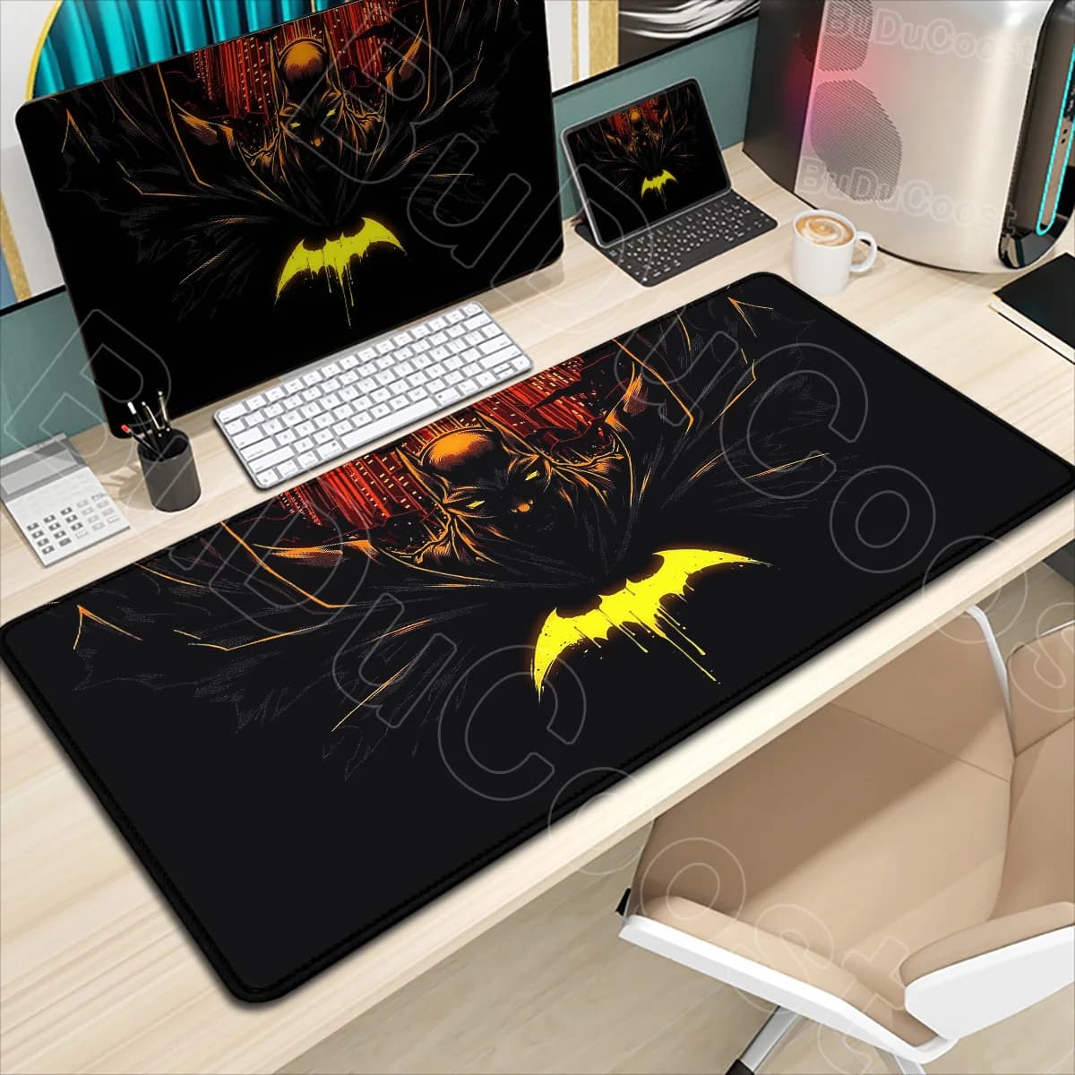 B-Batman Mouse Pad HD Grande Gaming Tastiera in gomma antiscivolo Tappetino da scrivania Ufficio Computer portatile Pc Gamer Cabinet Mousepad Xxl Tappeto