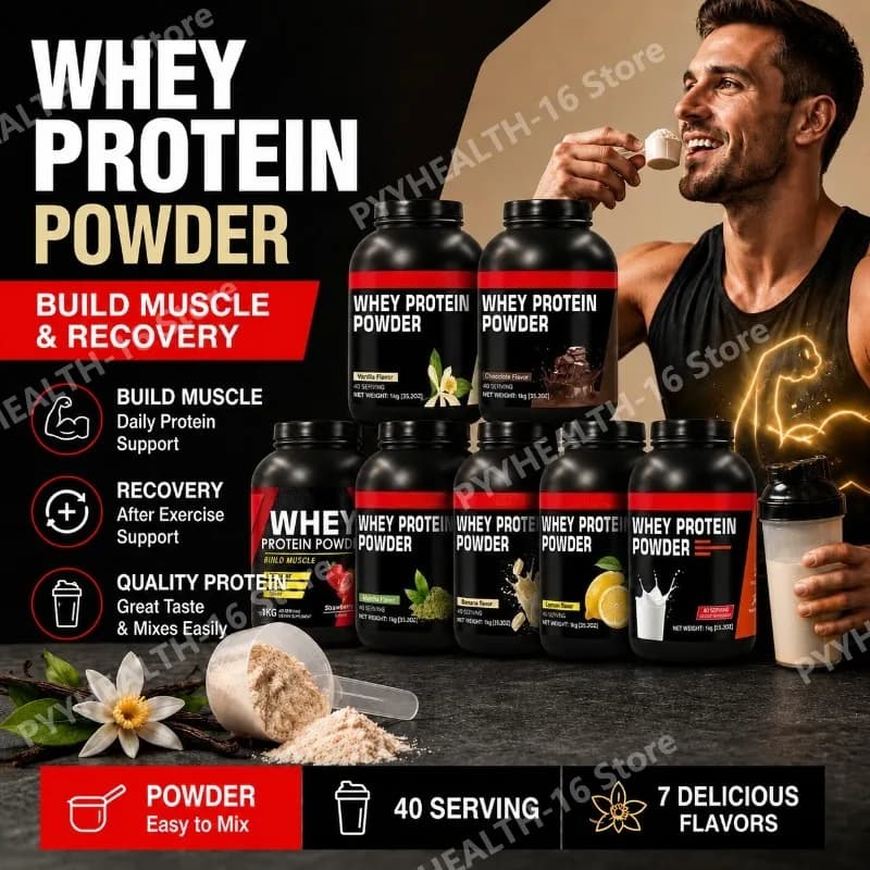 Whey Protein Powder Multiple Flavors,Lean Muscle Support & Post-Workout Nutrition, Easy Mix Protein, 40 Servings, 1kg / 35.2 Oz