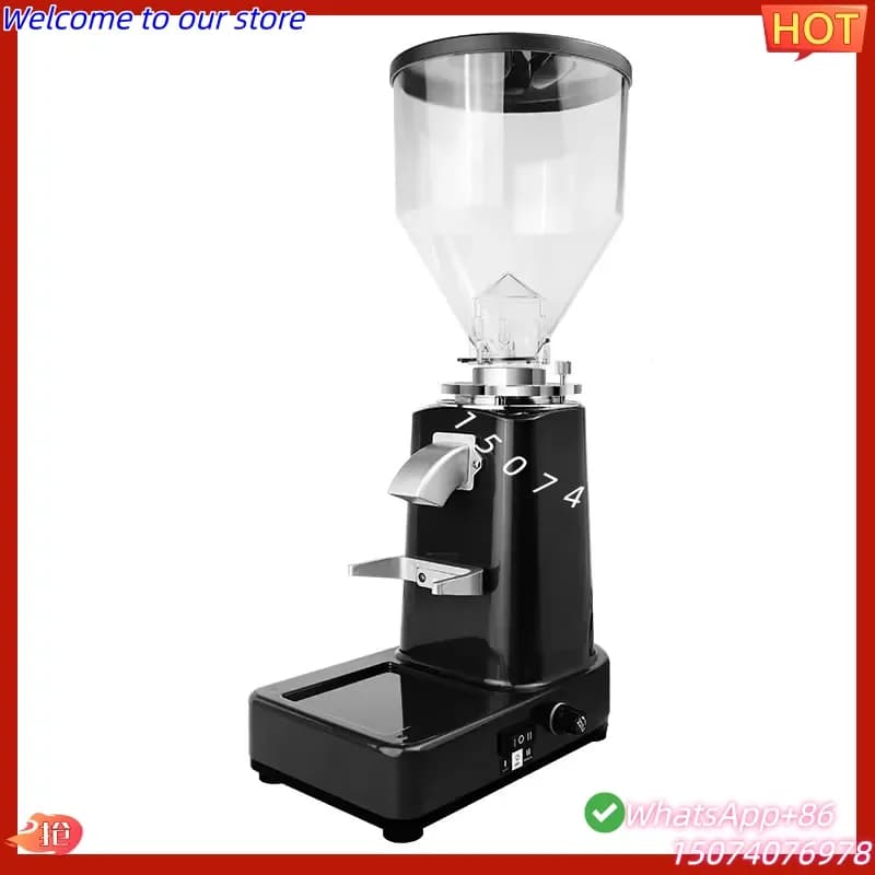 2026 Electric Commercial Italian Coffee Bean Grinder Stainless Steel Housing 500g Capacity for Household Hotel Use Tray