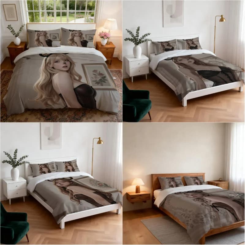 Set Copripiumino con Stampa Ragazza Anime Cosplay, Set Biancheria da Letto Senza Imbottitura per Camera da Letto Adulti