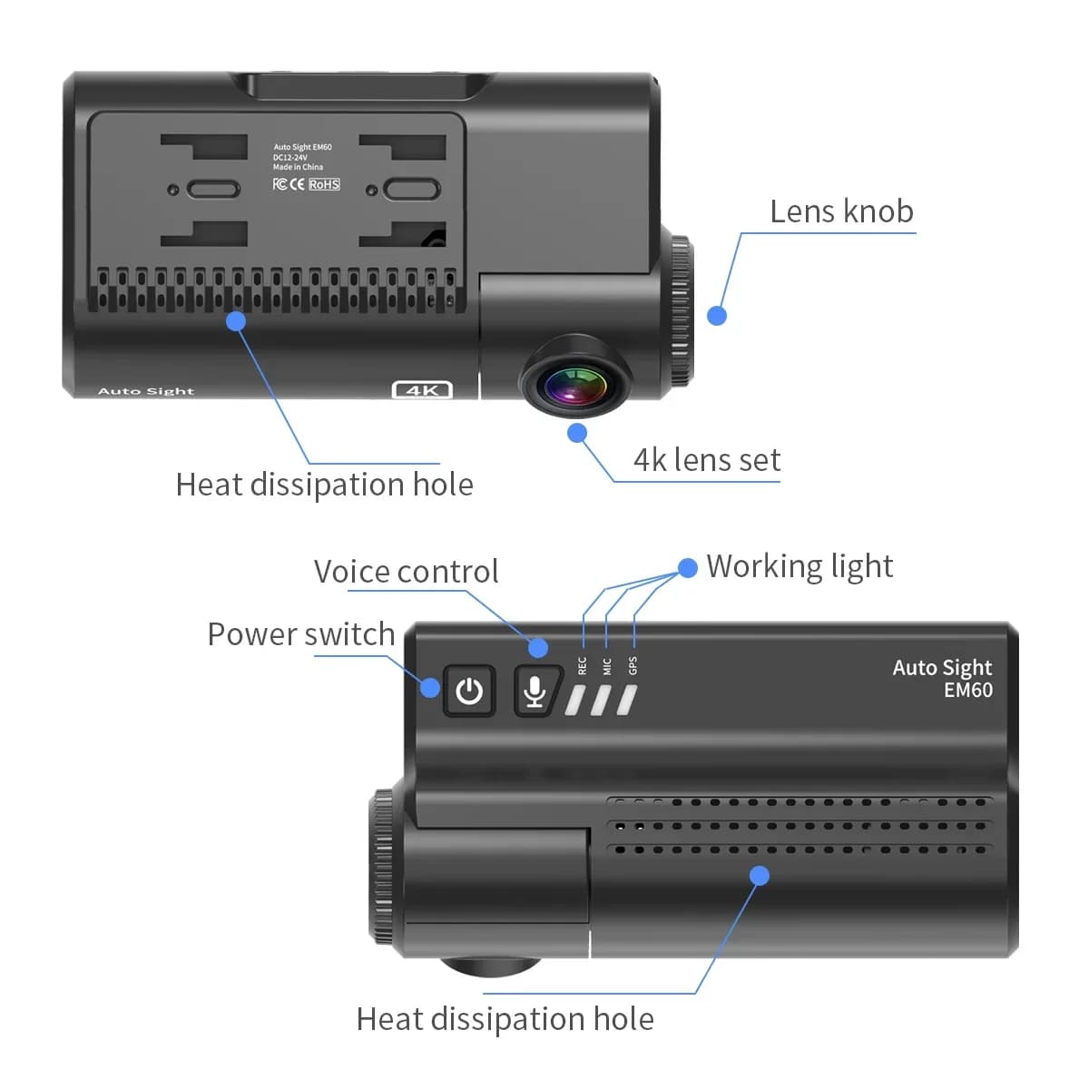 Dashcam Premium 2026 con WIFI, Registratore di Guida a 2 Lenti, Set Smart Black Box per Auto e Veicoli, Telecamera 4K 2K Anteriore con Controllo tramite App