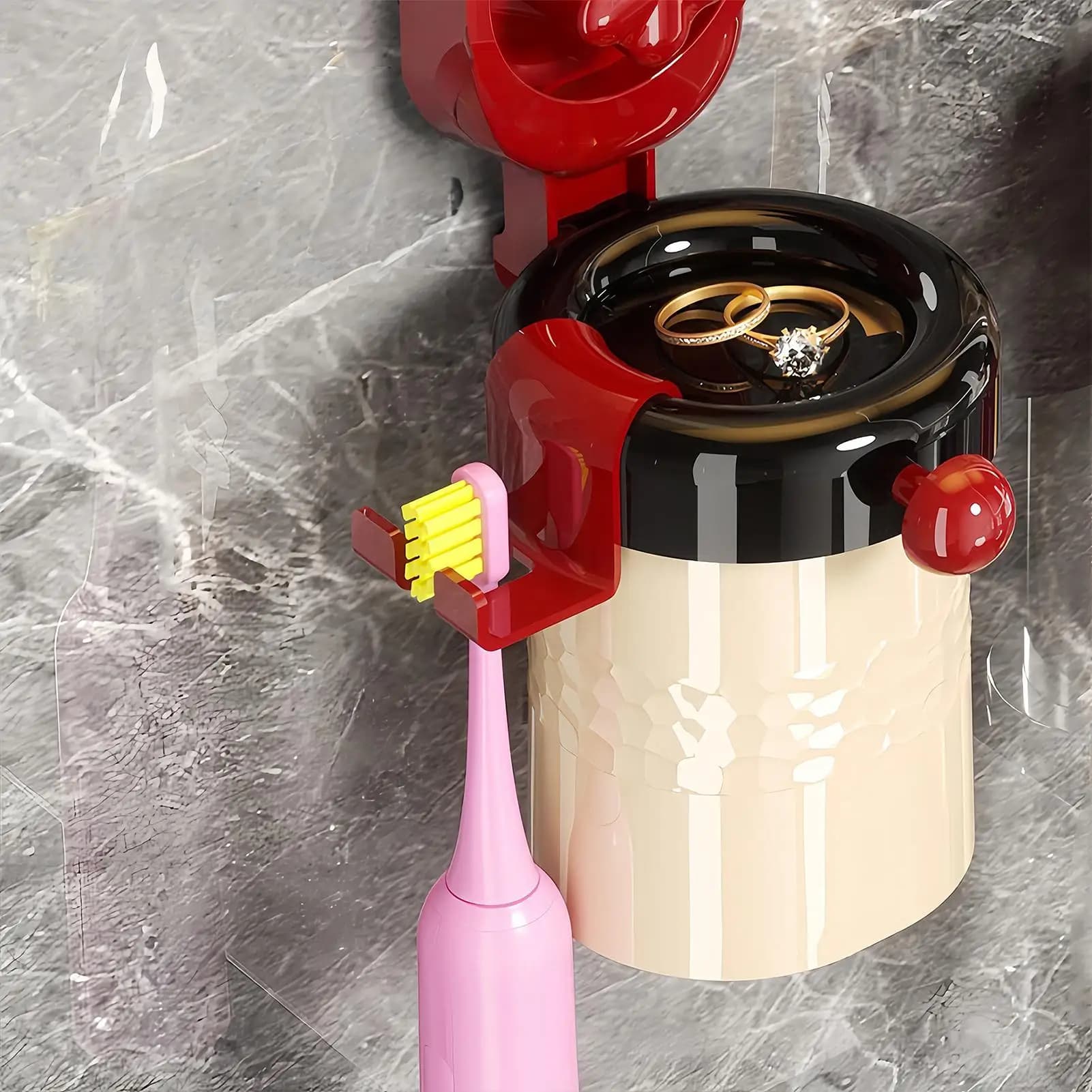 Porta spazzolino da denti Ventosa a parete senza trapano Organizzazione domestica Porta spazzolino per bambini per specchio con ripiano in vetro per piastrelle