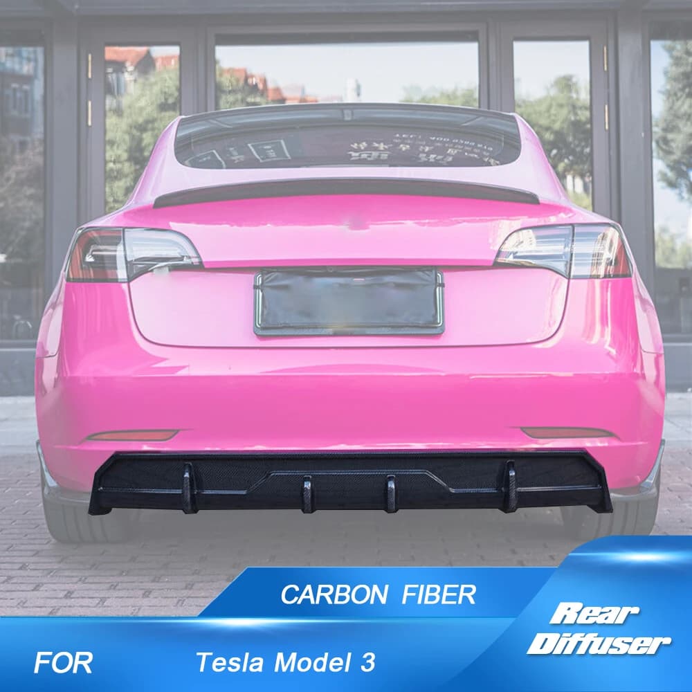 For Tesla Model 3 2016-2023 Car Rear Bumper Lip Rear Racing Body Kits Carbon Fiber Car Rear Bumper Diffuser Lip Spoiler