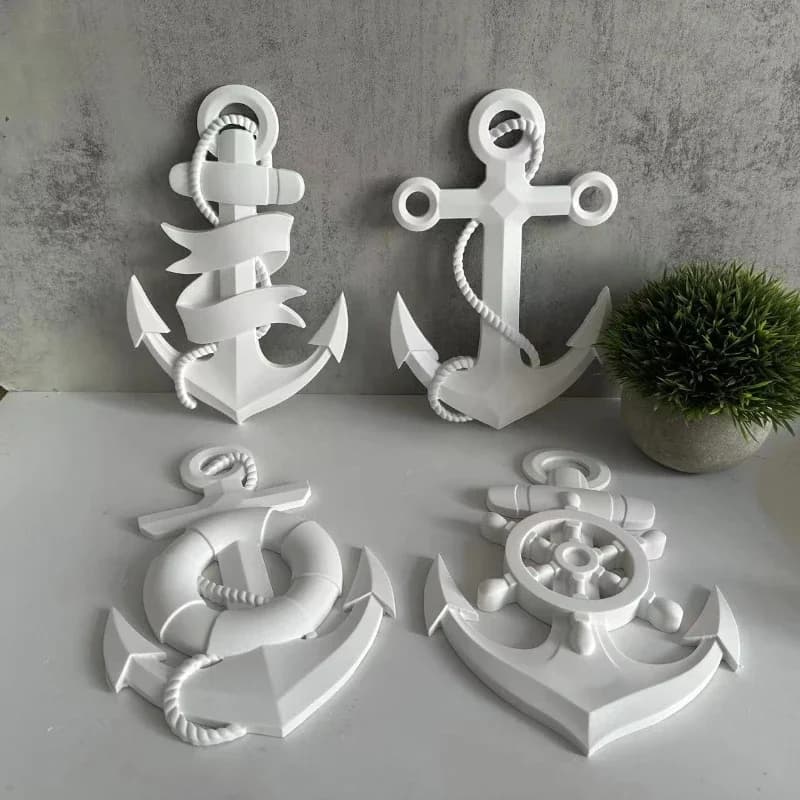 Boat Anchor Silicone Mold Navy Anchor Decoration Plaster Epoxy Resin Molds Cabinets Wall Desktop Pendant Decoration