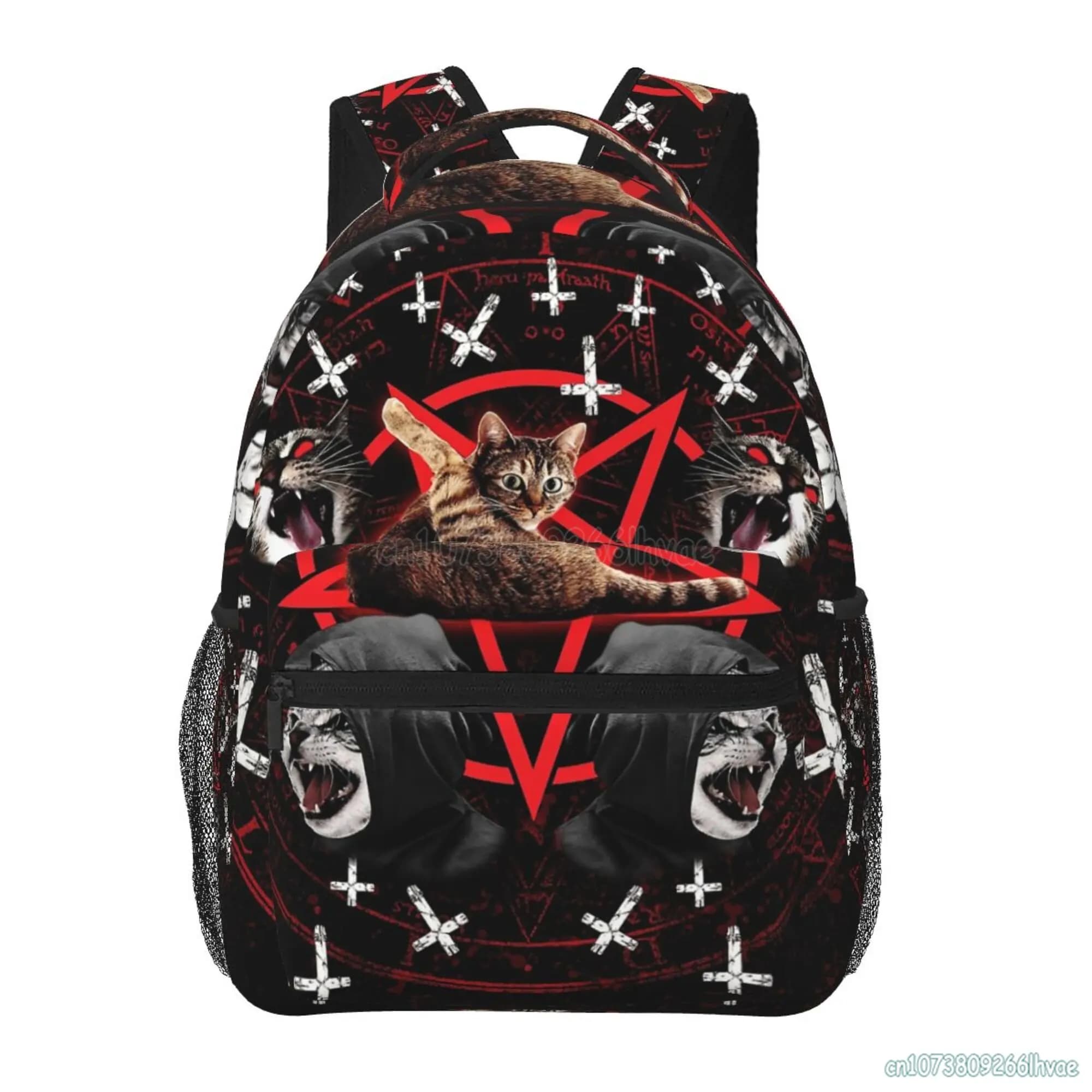 Pentagramma Satanic Cats Death zaino in metallo nero zaino da scuola divertente borsa per Laptop leggera da viaggio escursionismo zaino impermeabile