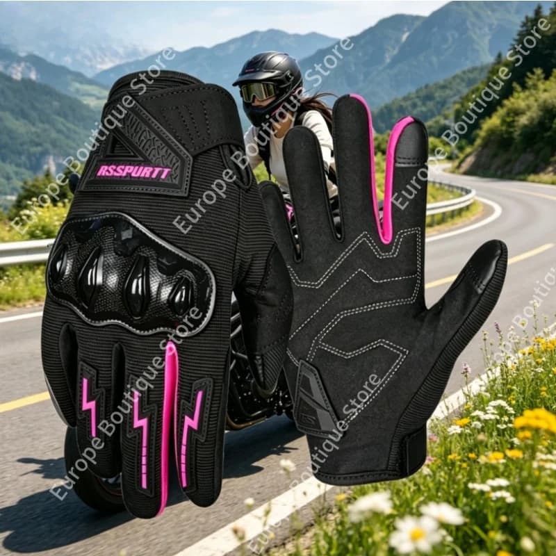 Guanti da moto estivi in rete traspirante da donna, sottili, leggeri, antiscivolo, anti-caduta, resistenti all'usura, attrezzatura da equitazione