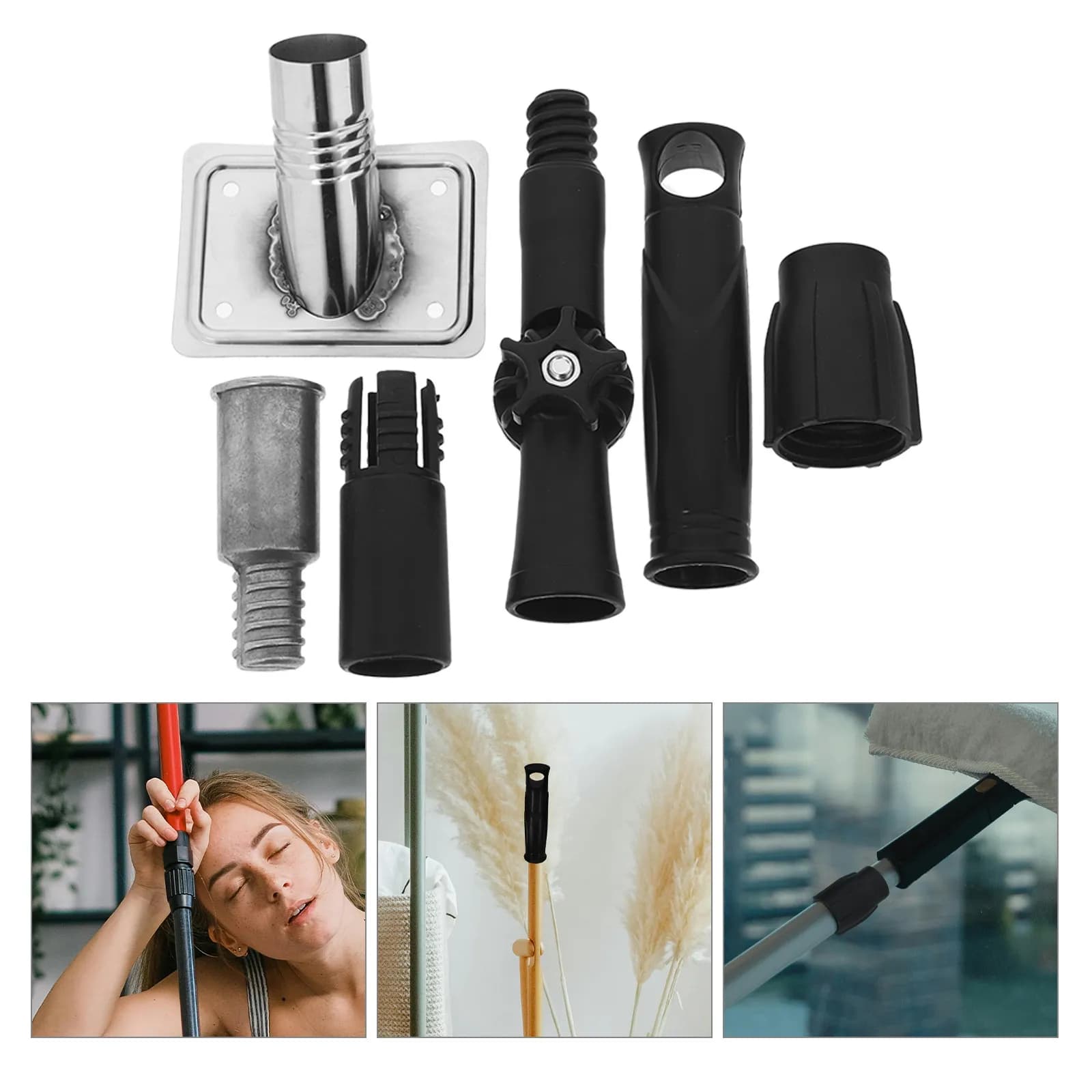 Set di 5 Accessori Multiuso per Mop con Attacco Filettato da 1 Pollice per Aste Telescopiche, Manici di Scope, Pennelli e Pulizia Grondaie