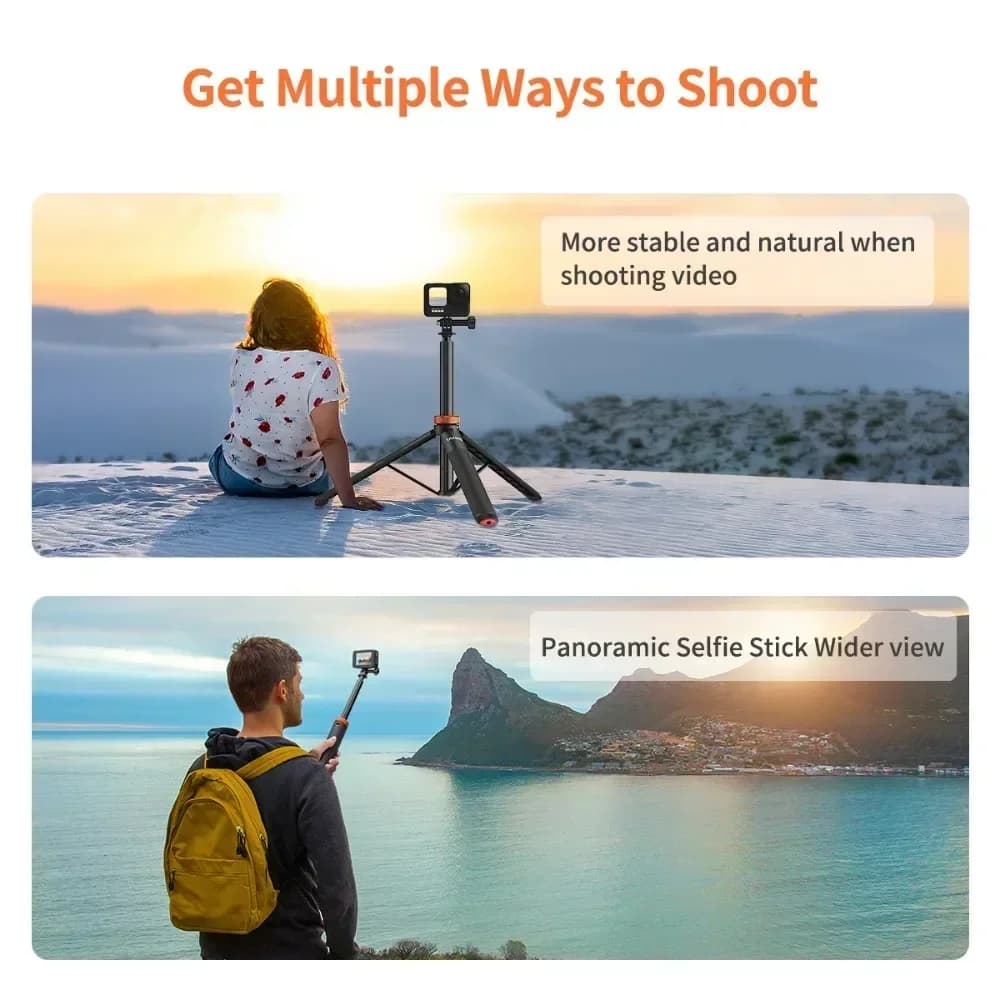 TP-03 Asta Selfie 130cm con Treppiede per Insta360 X3 X2 GoPro Max Hero 12 11 10 9, Treppiede Estensibile per iPhone e Samsung