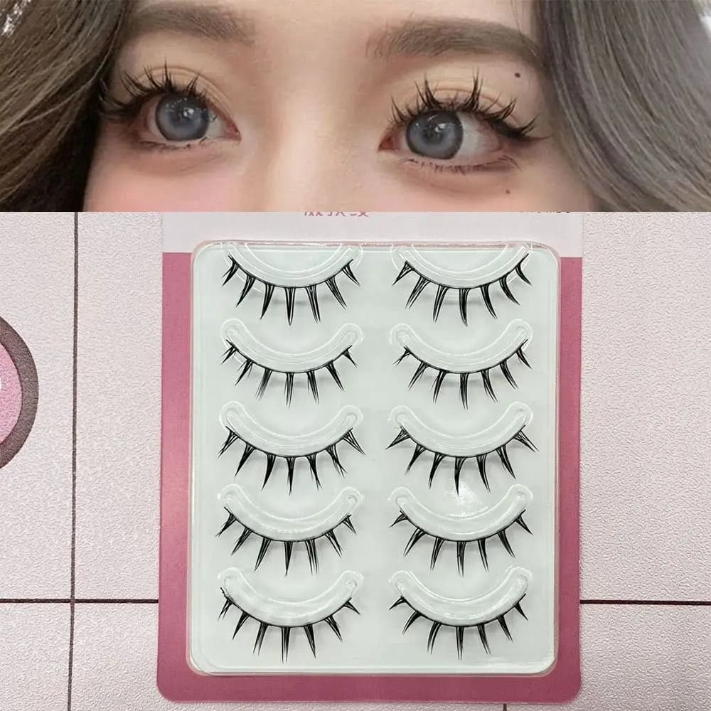 Pack of 5 Paia di Ciglia Finte Giapponesi per Cosplay, Ciglia Drammatiche e Voluminose Stile Manga Anime, Extension Ciglia Finte in Visone Sintetico per Donne
